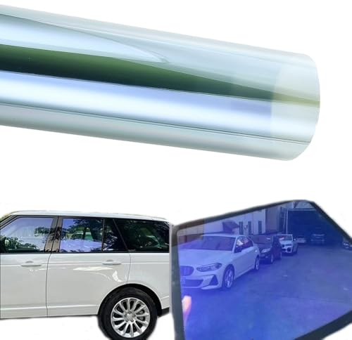 Alvorox VLT 82% Bleu Clair vitre teintée Voiture, Film teinté de fenêtre à Changement de Couleur Films de Protection Solaire Nano céramique (Bleu Clair 50cmX300cm)