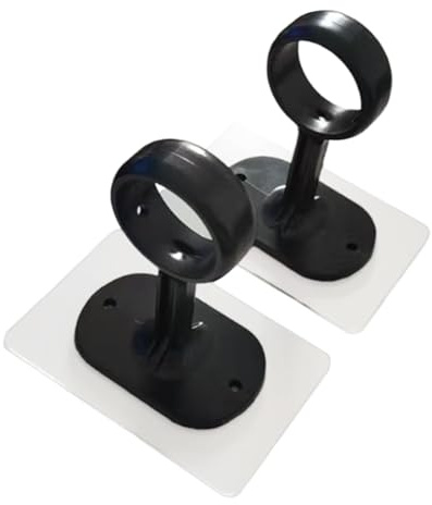 FLCPJGV 2 Pièces Support Tringle Rideaux Plafond, Supports de Tringle à Rideau Fixations de Plafond et Porte Tringle Adhésif Crochets de Suspension avec Sans Perçage Appr, pour Rideau Ou Armoire, Noir