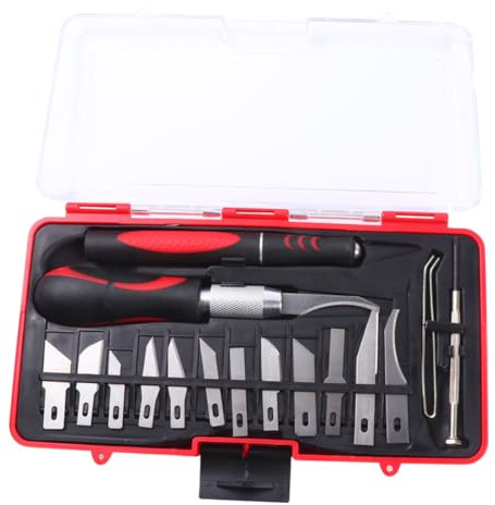 DIYEAH Juego De Cinceles De Mano Para Tallar y Pluma Buril De Acero Al Carbono, 16 Piezas, Herramientas Para Carpintería y Bricolaje, Uso Escultura y Manualidades