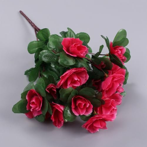 Gdfnmogo Lebendige Azaleen-Blumen für Heimdekoration und Veranstaltungen, mit realistischem Seidenstoff und flexiblen Stielen für einfaches Arrangement, Rot