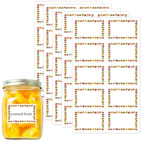200 Pièces Etiquettes Autocollantes Bocau,Auto - adhésif Etiquettes à Confiture,Autocollants Emballage Cadeau,Étiquettes Autocollant pour Cuisson Bocaux Cadeau Pour Bocaux Cuisine,Étanches et Lisibles