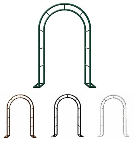 Arco de jardín, árbol de rosas de acero para plantas trepadoras, puerta Pera negra para rosas y pepinos, arco decorativo para fiestas al aire libre, patio interior y jardín (blanco, 180 cm de ancho x