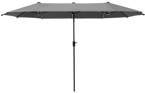 PHI VILLA Sonnenschirm Rechteckig Groß 380x200cm für Garten Terrasse Gartenschirm mit Kurbel UV Schutz Parasol Windfest