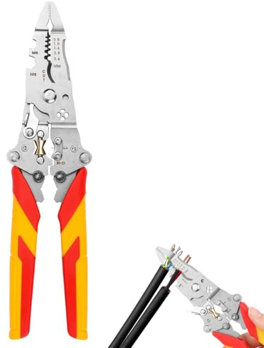 Wire Stripper Electrical Pliers Electrician Tools, Professional 9 in 1 Multifunctional Tool for Cable Stripping and Crimping Tasks, Compatible with AWG 10-24 Wires for Electrical Installation