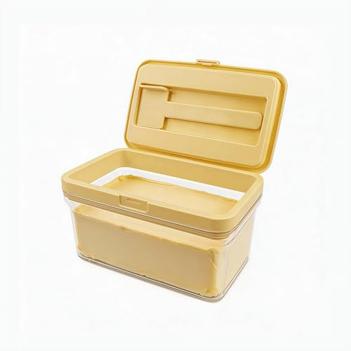 Butter Dish with Lid and Magnetic Knife Spreader,500g Large Capacity Airtight Butter Container for Fridge or Travel use, Leak-Proof Plastic Butter Keeper for Home & Outdoor