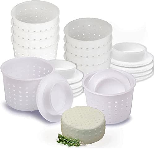 10 piezas de moldes de queso pequeño para hacer queso con seguidor de 300 ml – Kit de cesta para hacer queso cheddar – Suministros caseros para hacer queso - Moldes para queso fresco Casero