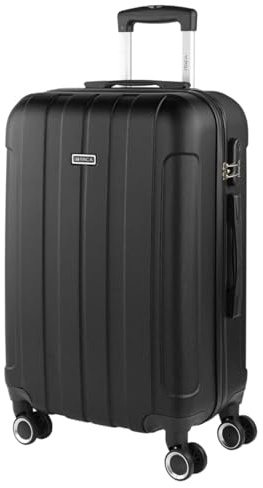 ITACA - Maleta Mediana con 4 Ruedas Giratorias para Viajes Largos Tipo Trolley Ideal como Maletas de Viaje Grandes 23 Kilos y Maleta Viaje Mediana Resistentes, Negro