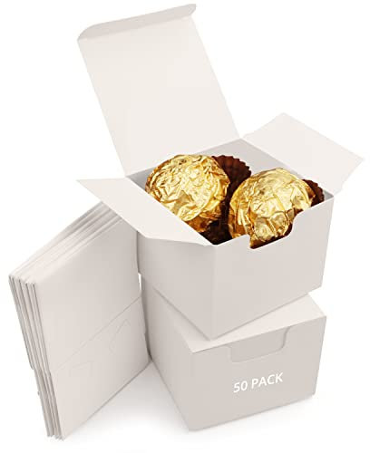Kurtzy Weiße Karton Geschenkbox mit Deckel (50er Pack) - L 5 x B 5 x H 5 cm Karton Geschenkbox - Pappschachteln mit Deckel Einfach Zusammenzubauen - Partys, Geburtstage, Hochzeiten & Feiertage