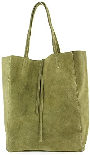 modamoda de T163 Damen Leder Shopper Schultertasche, handmade in Italy