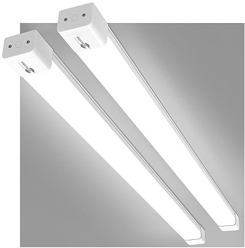 Öuesen 2er Garagenlampe LED Kellerlampe 150cm, 45W 4500LM Feuchtraumlampe, IP66 Wasserdichte Deckenleuchte Keller für Feuchtraumleuchte Werkstattlampe Neonröhre, Kaltweiß 5000K