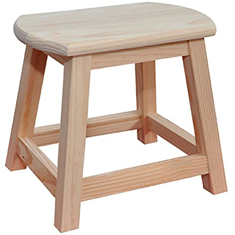 Acan Tradineur - Taburete de Madera Maciza Natural sin Tratar 29,6 x 34,7 x 27 cm, banqueta rústica, reposapiés