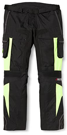 Schwarze Motorradhose mit herausnehmbarem Thermofutter Protektoren und Weitenverstellung für Sommer und Winter auch in Kurz- und