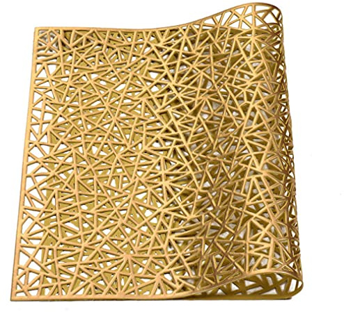 Manteles Individuales Triangulo Dorado Salvamanteles Individuales Mesa Juego de 2 manteles Individuales Lavables Antimanchas Antideslizante Resistente Al Calor bajoplatos PVC Vinilo 45x30cm