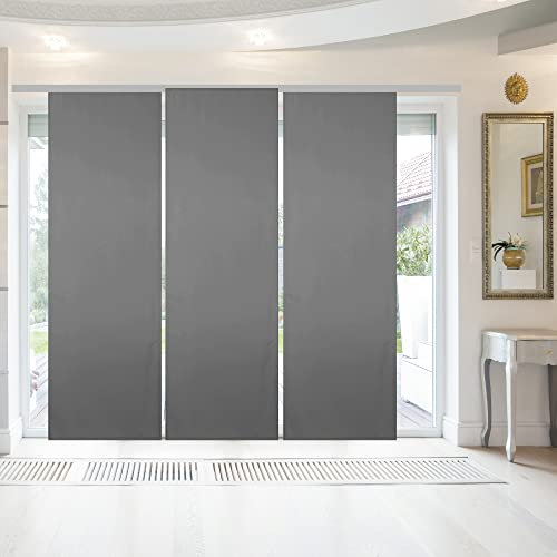 Bestgoodies Flächenvorhang mit Klettband, Paneelwagen und Schleuderstab, (BxL) 60x245 cm in Anthrazit, blickdichte Schiebegardine mit Klett in vielen Farben