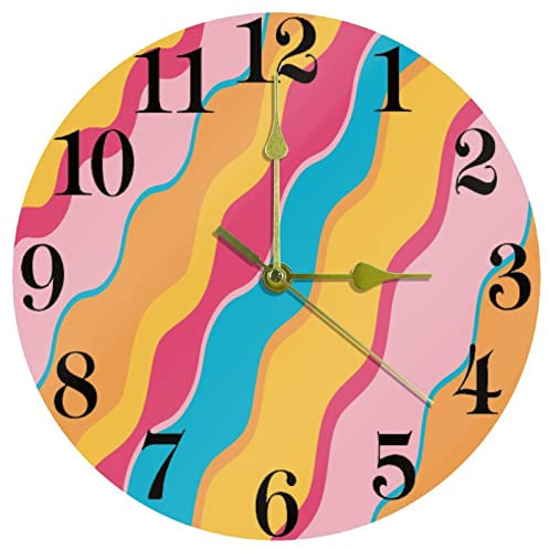 Timmershabi Orologio da parete con palette di colori e colori arcobaleno, 30,5 cm, silenzioso, al quarzo, funzionamento a batteria, per casa, cucina, ufficio, scuola