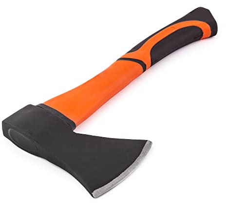Mivos Beil Axt 800 g mit Glasfaserstiel und Klinge aus Kohlenstoffstahl - Handbeil für Garten und Wald - Spaltbeil mit Fiberglasstiel - Universalaxt mit Gummiertes Griffende