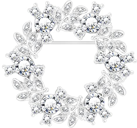KristLand Vintage Crystal Leaves Floral Brosche Pin Corsage atemberaubende Mode Blume Rebe Brosche Braut Art Deco Brosche für Frauen Party Geburtstag Geschenk