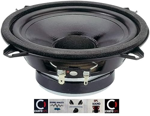 KIT Set pour CIARE CW130Z 1 woofer 13 cm 130 mm de diamètre, 50 Watts rms 100 Watts Max, impédance 4 ohm, Portes, Voiture, Suspension en Caoutchouc, 1 pièce + 5 Autocollants gratuits