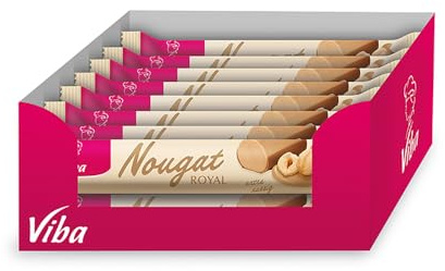Viba Royal Nougat Stange 16 x 45 g Vorratspack – Haselnuss Nougat Riegel zartschmelzend – Nougat Süßigkeiten Großpack für Büro, Gäste & Geschenk – einzeln verpackt