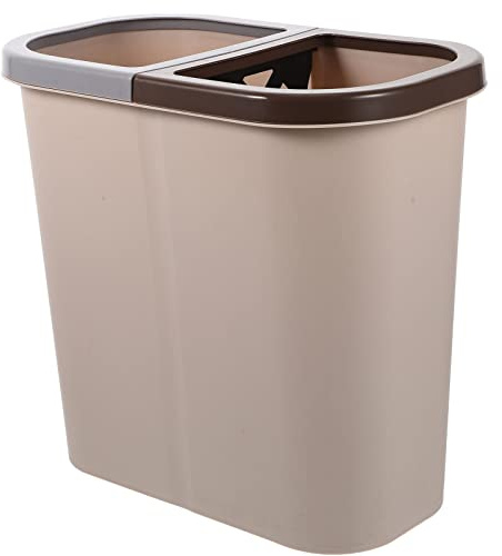 Zerodeko Pattumiera Doppio Scomparto Per Raccolta Differenziata Cestino Spazzatura Compatto Da Cucina E Bagno, Bidone Umido E Secco in Plastica Robusta, Design Antiscivolo E Stabile