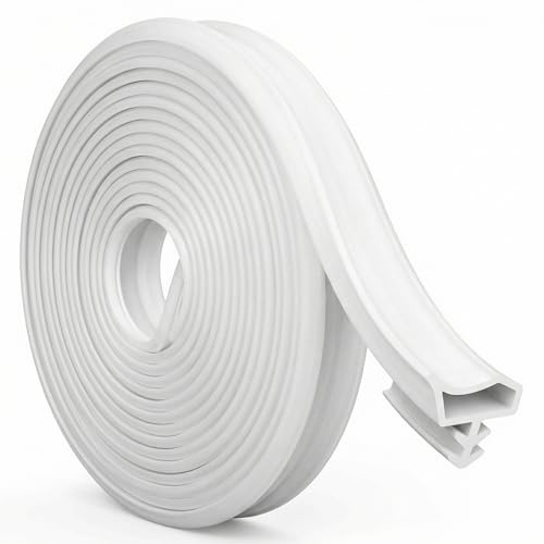QWORK® 10M Joint de Porte en Caoutchouc - Largeur Feuillure 10mm - Largeur Rainure 4mm - pour Réduire le Bruit et la Poussière (Blanc)
