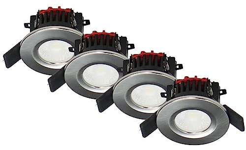 ELG Leuchten Hochwertiges 4x LED Downlight Weiß 60x54 mm 8 Watt 900 Lumen 2700K bis 6000K Aluminiumreflektor dimTRIAC IP65 raumseitig CRI>90 Büroleuchte Wohnzimmer