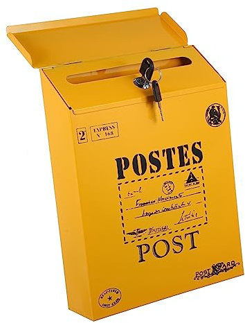 DOITOOL 1 Stück Briefkasten Vintage-Schlüssel Briefkasten Mit Schloss Wandmontage Schlosskasten Abschließbarer Briefkasten Rustikale Vorschlagsbox Wahlurne Retro-Abschließbarer