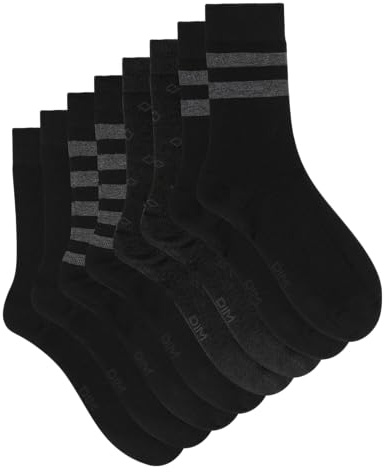 Dim Calcetines rayas estilo Ecodim Hombre X4, Negro, 40-45
