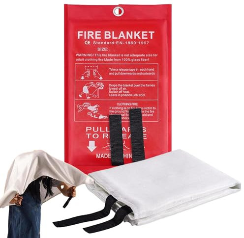 Qumiuu Couverture Anti-feu - Couverture d'extinction d'incendie en Fibre de Verre avec poignée | Fournitures de Cuisine en Plein air pour la Cuisine, la Voiture, Le Camping, Les Voyages, Le Barbecue