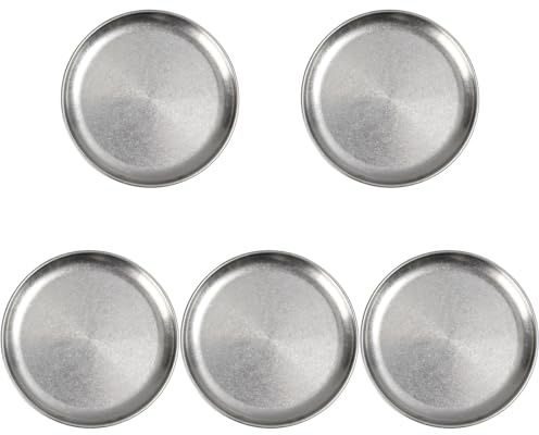 TOPBATHY Juego De 5 Platos De Acero Inoxidable Plato Redondo De Estilo Coreano Y Vintage Para Bocadillos Cena Y Barbacoa Aptos Para Lavavajillas 6.69In