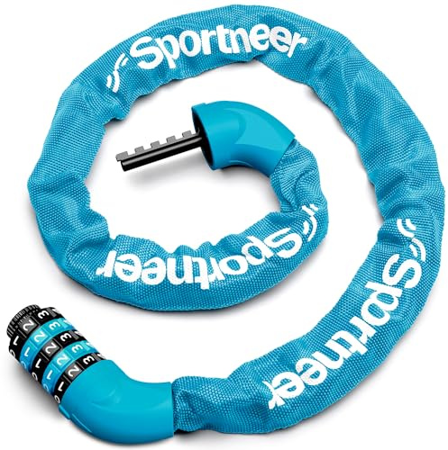 Lucchetto Bici, Cavo per Blocco Bicicletta, Sportneer Lucchetto per bicicletta, Alta Sicurezza con 5 Cifre Del Codice Antifurto Bicicletta Catena per Motocicli/Biciclette/7mm X 975mm