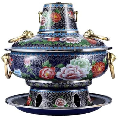 MNBVH Chafing Dishes Beijing Hot Pot Old Peking Red Copper Hotpot Chinese Tranditional Cloisonne Charcoal Old Hotpot Anti Scalding Handle Suitable For Winter And Picnic