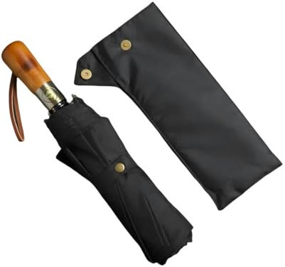 YJHLY Regenschirm Big Regenschirm Männer Business Style 115 cm Automatisch Regenschirm Regen Doppelschicht 10K Windproof Großer Golfschirme Holz-Black