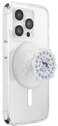 PopSockets Phone Grip for MagSafe with Kickstand, Magnetic Stand, Swappable Top, Secure Hold for iPhone MagSafe Cases, Phone & Tablet Grip - Peacock Saucer
