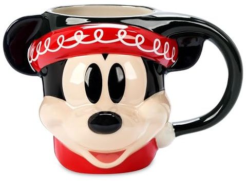Disney Store Official Mickey Mouse Christmas Mug, 395ml, Fully Sculpted Ceramic Hot Beverage Holder Features Gloss Glaze