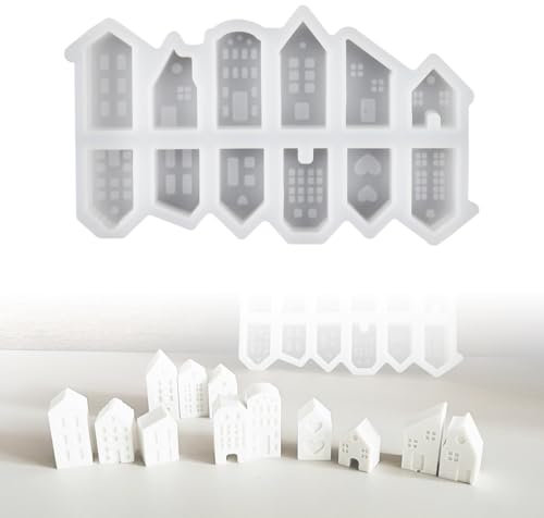 Home Shape Silicone Mould, 3D Silicone Moulds, Stampo per Casetta with Window, per Versare con Gesso, Calcestruzzo, Cera, Colata in Polvere