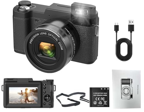 zwxqe Cámara Digital 4k | Cámara con Zoom Óptico De 40x | Cámara De 48 | Megapíxeles, Cámara Vlogging 4k, Cámara Digital con Zoom 40x, Cámara Digital Multifuncional, Cámara 4k para Vlogging
