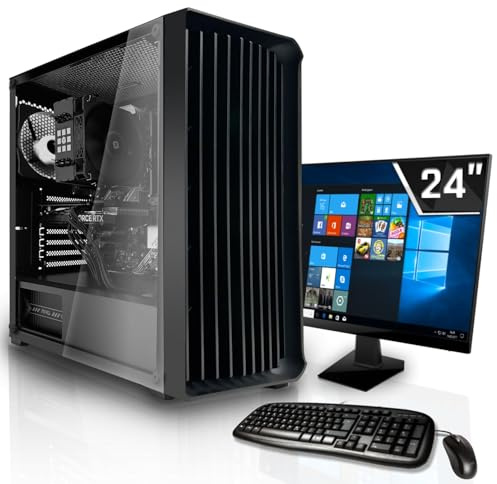 SYSTEMTREFF Office Komplett PC Set AMD Ryzen 5 PRO 5655G 6x4.4GHz | AMD RX Vega 7 4K | 1TB M.2 NVMe | 32GB DDR4 RAM | Windows 11 | 24 TFT Monitor | Desktop Paket Computer Rechner für Büro Business