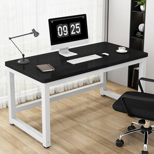 Moderner Büroschreibtisch für kleine Räume, stabiler Konferenztisch für Zuhause, Büro, Schreiben, Arbeitszimmer, Schwarz (180 x 50 cm)
