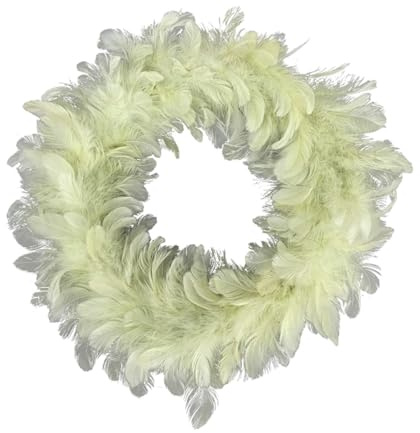 MACOSA EX248774 Federkranz Lindgrün 35 cm Federn Tischdeko Kranz Grün Ostern Osterkranz Osterdekoration Nest Natur Osterdeko Deko Türkranz Dekokranz Dekoration