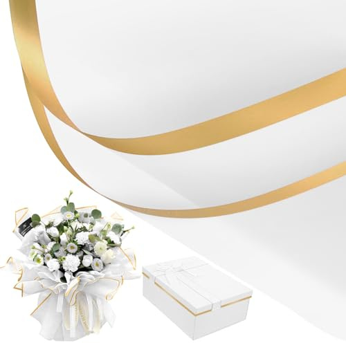 YADOBIG 20 Fogli Carta per Fiori, Carta Regalo per Bouquet, Arti e Artigianato(Bianco, 58x58cm)