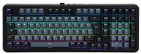 EPOMAKER TH99-ISO-DE QWERTZ mekaniskt tangentbord, trådlöst, 96 % speltangentbord med numpad, hot-Swap, RGB, gasket, BT/2.4G/USB-C, programvara (svart, Creamy Jade Linjar)
