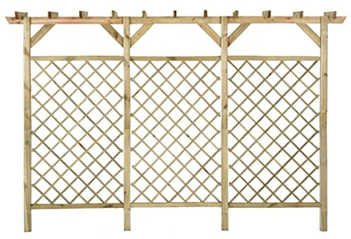 Gitterzaun mit Pergola-Oberteil 300x50x200cm - Kiefernholz imprägniert, langlebig & wetterfest - Ideal für Garten, Terrasse und Sichtschutz