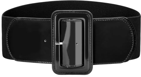 VONMELLI Ampie Cintura Elastica Donna, Vintage Cintura Alta Regolabile Cinture Elastiche Larghe Retrò Moda Cinture Da Donna Per Vestito Nero XL