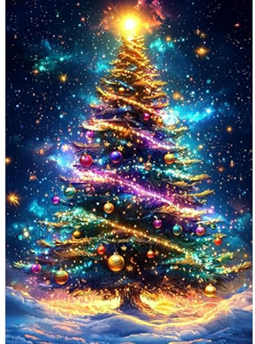 AIRDEA Weihnachten Diamond Painting Erwachsene, Weihnachtsbaum Diamant Painting Bilder, DIY 5D Bastelset Erwachsene Frauen als Haus Wanddeko 30x40 cm