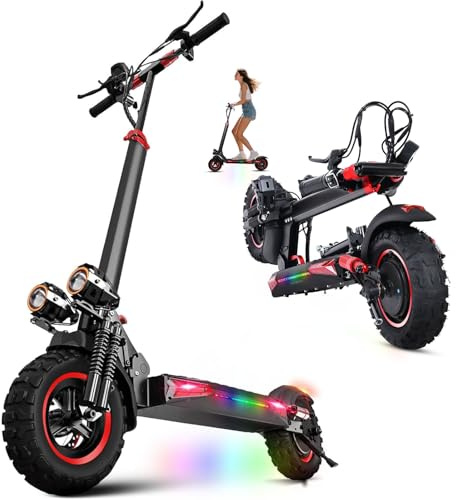 MIWEN Electric Scooters Adult,50-55km Range,11'' Offroad All Terrain Foldable Pure E Scooter 48V 18Ah Battery, Dual Braking System & Shock Absorption Fast Electric ScooterTeens Gift,Max Load 150kg