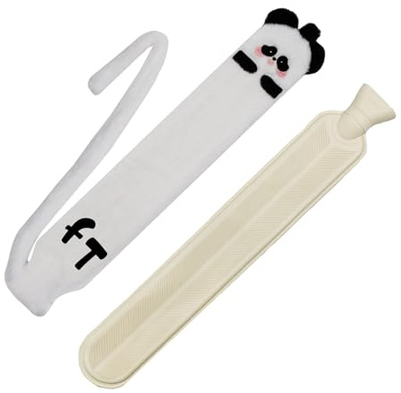 2L Wärmflasche Lang mit Weichem Bezug, Groß Plüsch Flauschig wärmflaschengürtel, Niedlich Wärmeflaschengürtel Kuscheltier Panda Wärmflaschen für Kinder und Erwachsene, Geschenke für den kalten Winter