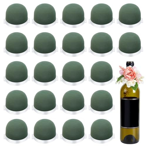 INTERWARM 48 Stück Blumenschaum Ballhalter Mit Selbstklebender Rückseite | Mini Steckschaum,Floristenarrangements Blumenbedarf Steckschaum Rund Grün f. DIY Hochzeitsparty Tisch Weinflaschen Dekoration