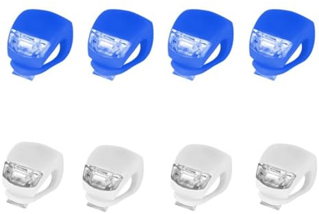 8 luces LED impermeables para cochecito de bebé con iluminación brillante, luz de advertencia multiusos para cochecito, scooter, corredores al aire libre (blanco y azul 1)
