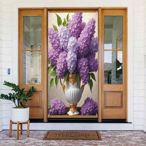 Türabdeckungen Dekorationen – Moderner Blumenstrauß, Mauven-Druck, Nr. 133, Herbst-Winter-Türbanner für Vorderseite, Frühling-Sommer-Schild, Abdeckung, Banner, hängende Kulisse für Außen- und